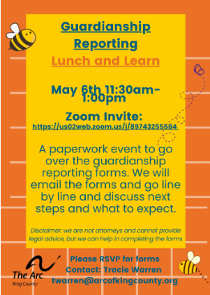 Flyer advertising the Guardianship Reporting Event
